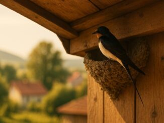 Chim én làm tổ – tượng trưng cho hạnh phúc viên mãn, tài lộc bền lâu.