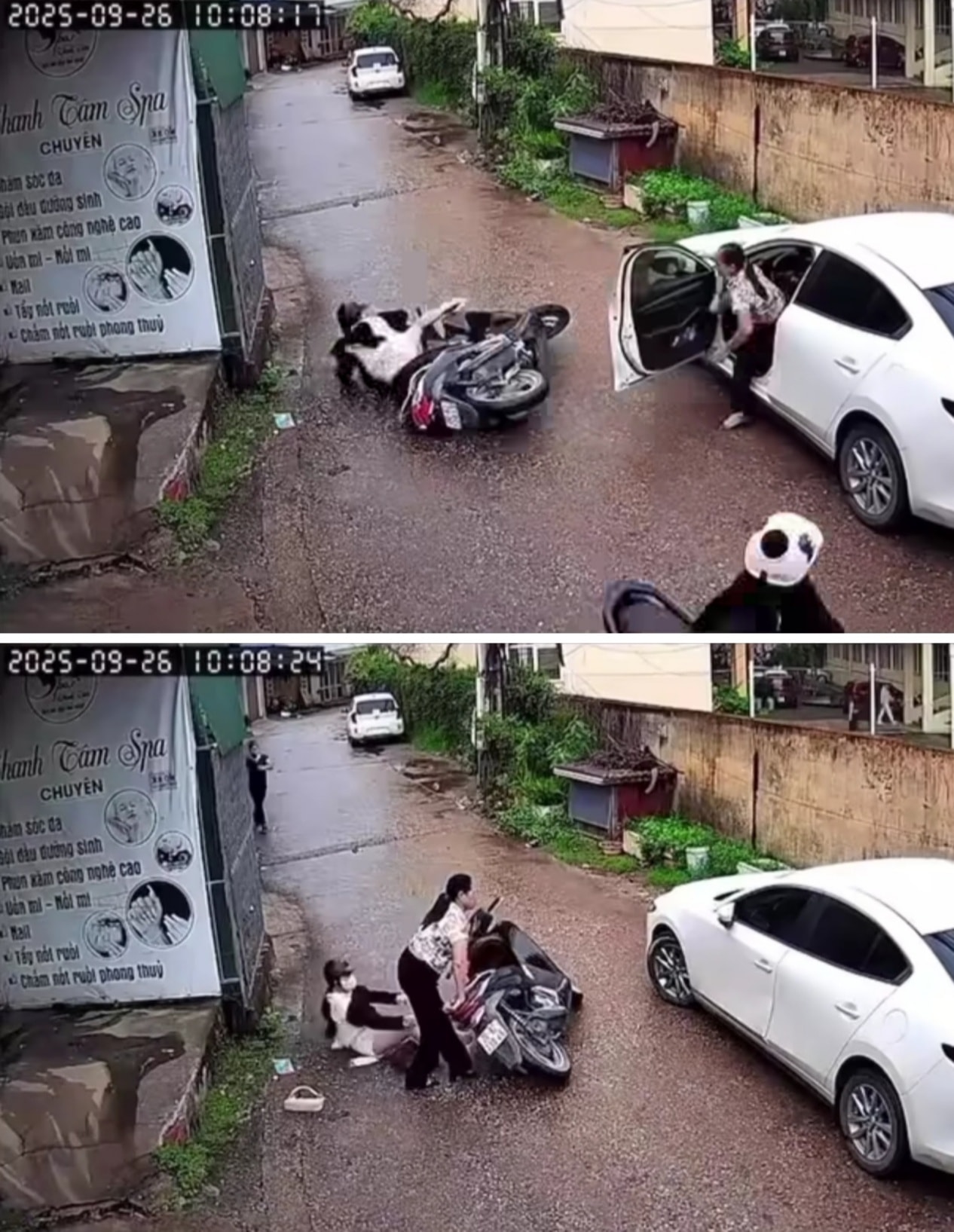 Có thể là hình ảnh về 1 người, xe môtô, xe scooter và văn bản